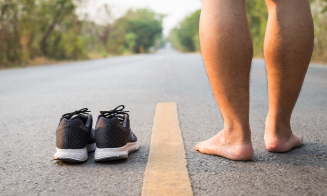the man took off his shoes