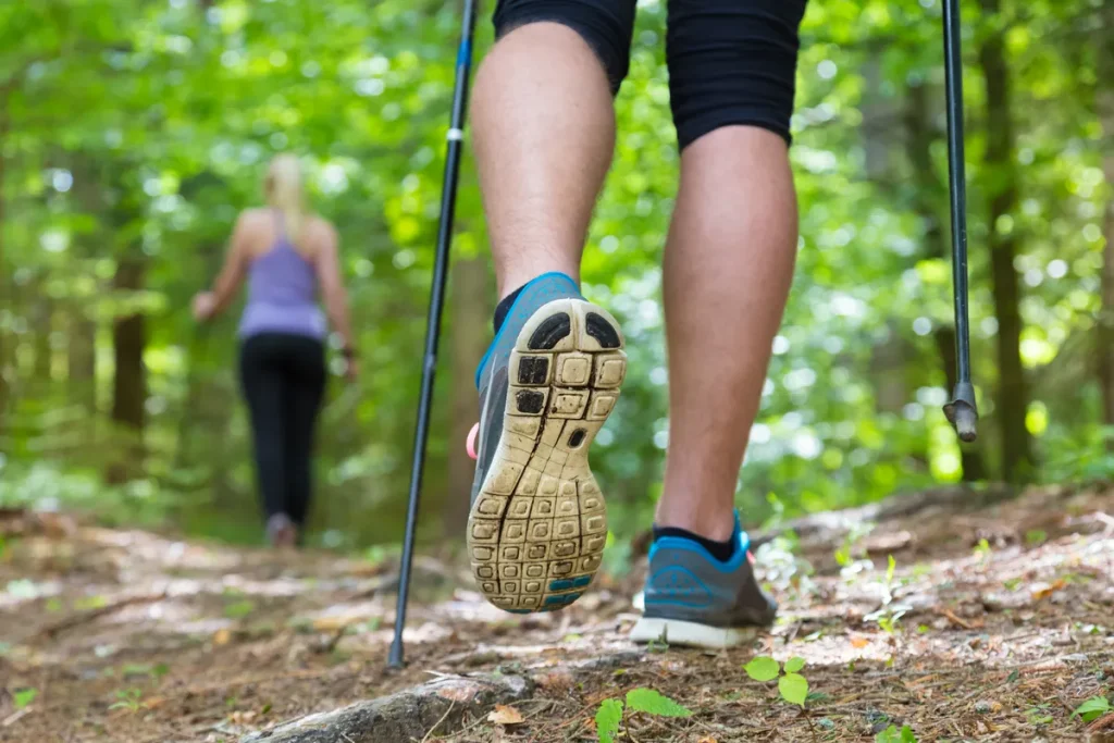 young couple hiking