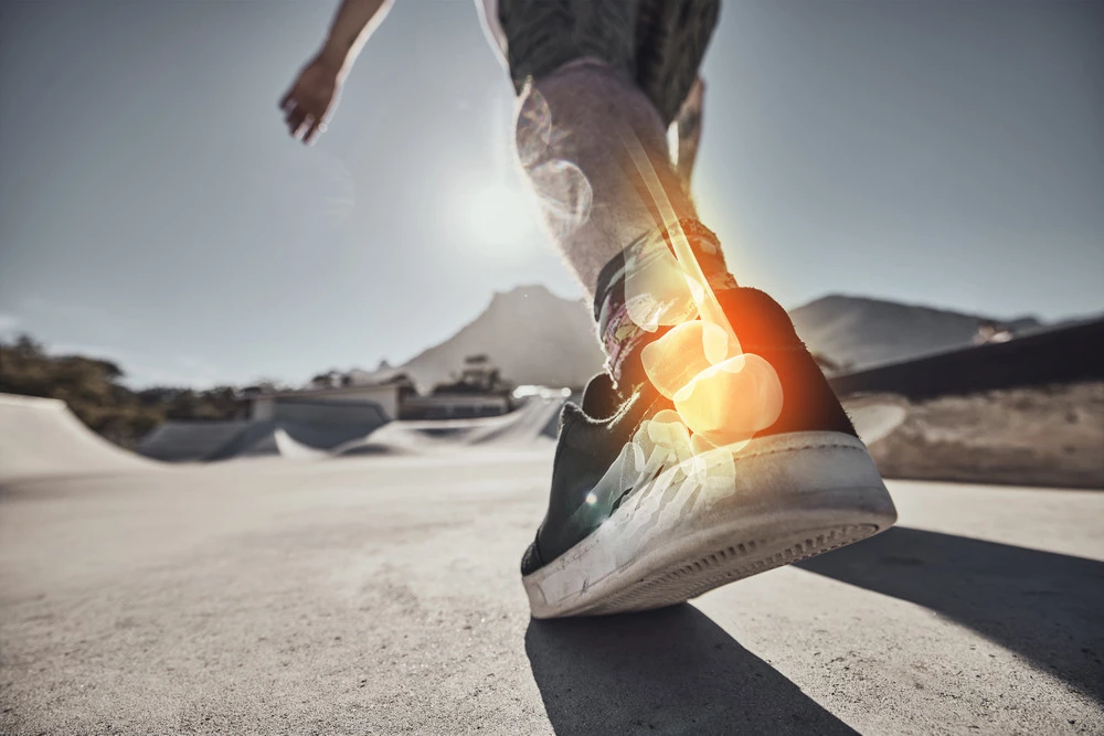 A skater has pain due to overpronation